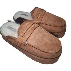 Falls Creek Platform Slippers Lined Brown Faux Fur Womens Medium 7 8 Winter Warm